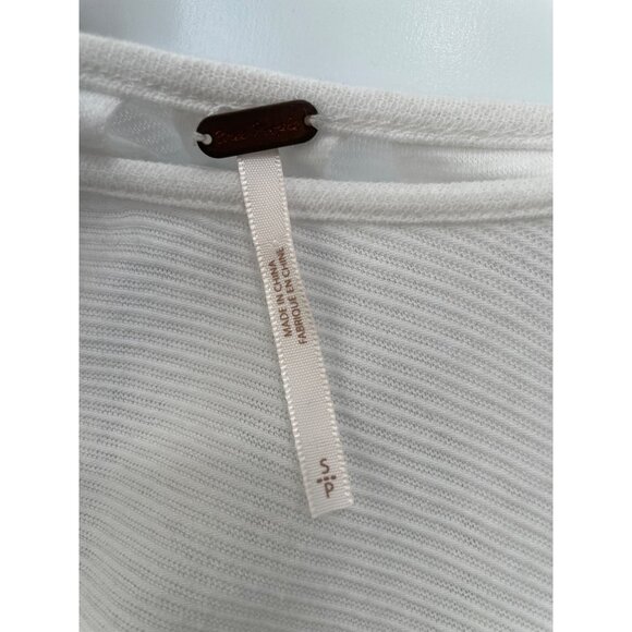Free People Billie Long Sleeve Tee Womens Small Long Sleeve White Cotton Blend - Picture 5 of 11
